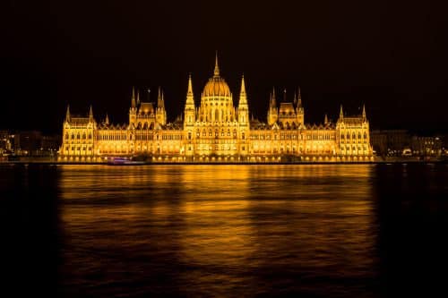 Hungarian Parliment night panoramic view